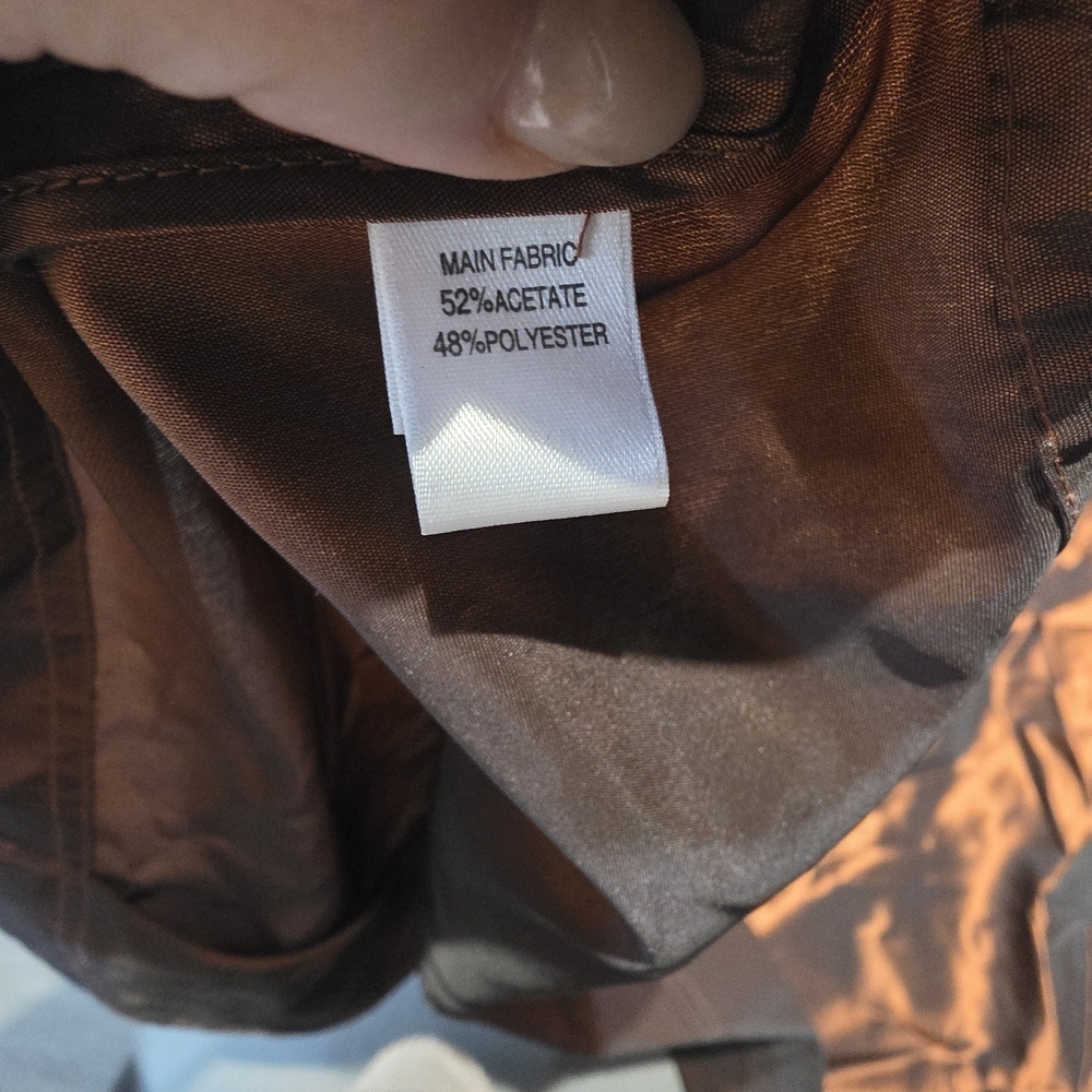 St. John EUC Shiny Bronze Lightweight Trench Coat With Belt Sizw 12 PTP 22 - Picture 4 of 4